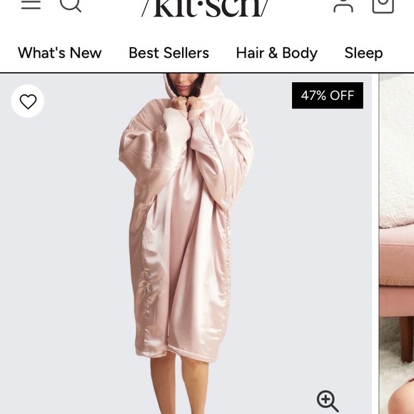 Kitsch Pink Satin Robe - Picture 1 of 4